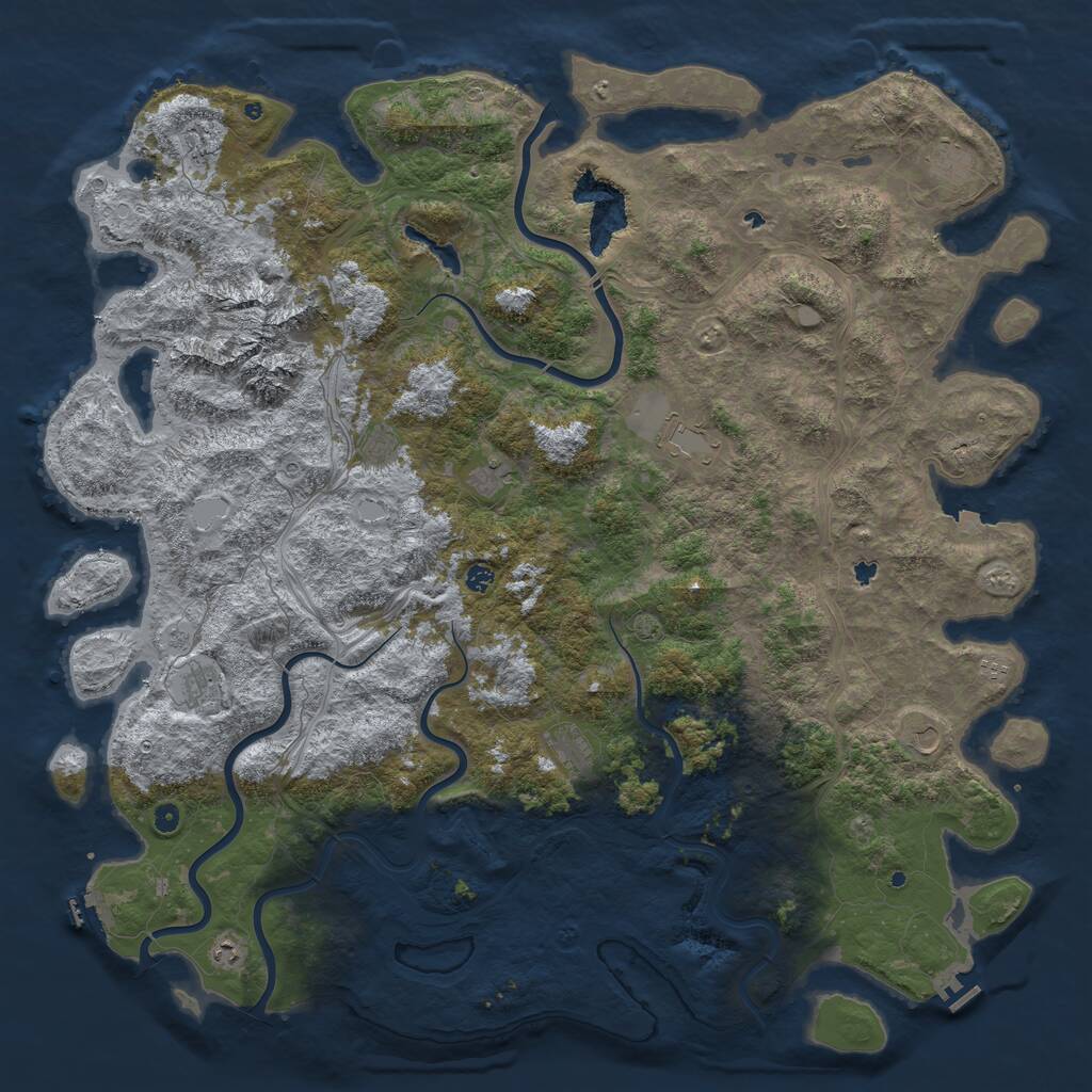 Rust Map: Procedural Map, Size: 6000, Seed: 524, 17 Monuments