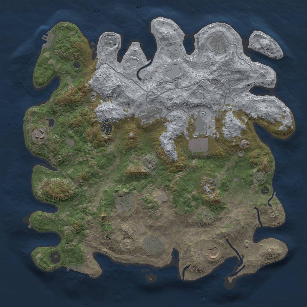 Rust Map: Procedural Map, Size: 4000, Seed: 1387072933, 18 Monuments