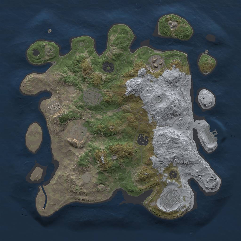 Rust Map: Procedural Map, Size: 3050, Seed: 1919699033, 12 Monuments