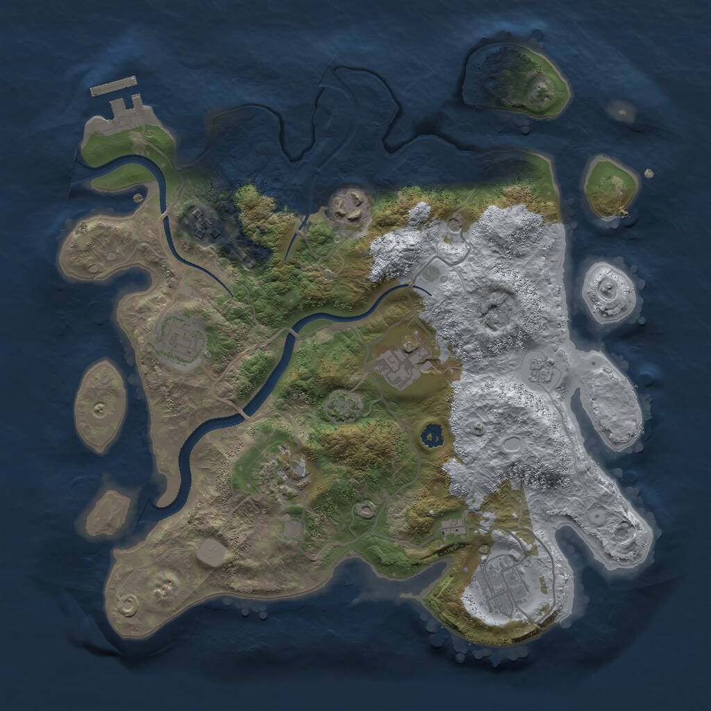 Rust Map: Procedural Map, Size: 3050, Seed: 1919699033, 11 Monuments