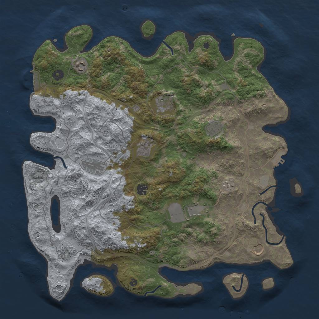 Rust Map: Procedural Map, Size: 4250, Seed: 1231465, 17 Monuments