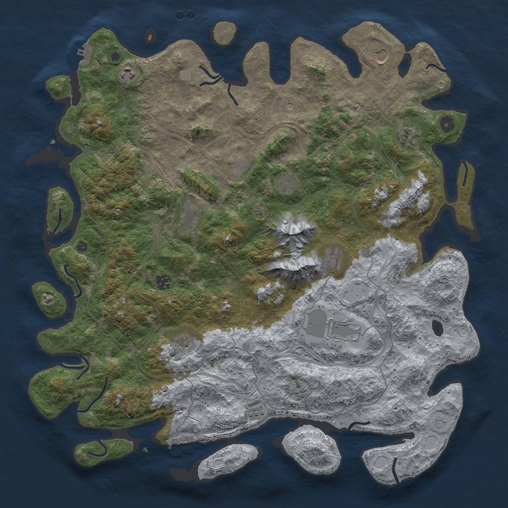 Rust Map: Procedural Map, Size: 5000, Seed: 108070605, 18 Monuments