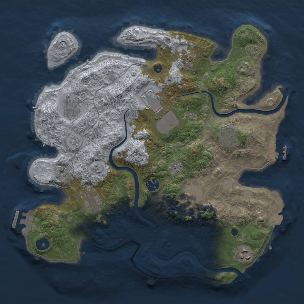 Rust Map: Procedural Map, Size: 3500, Seed: 1157115136, 15 Monuments