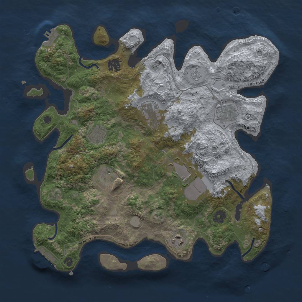Rust Map: Procedural Map, Size: 3500, Seed: 1789250733, 14 Monuments