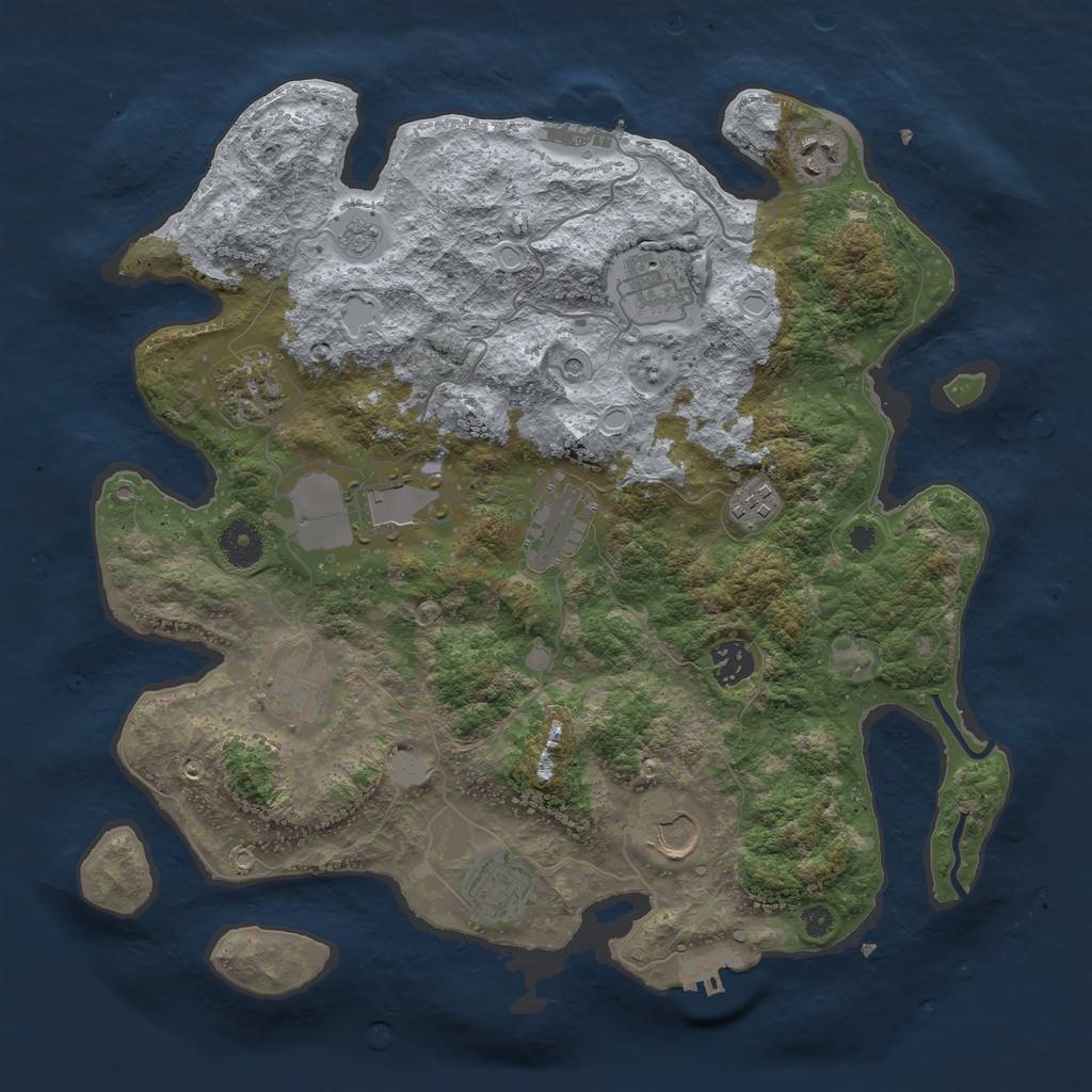 Rust Map: Procedural Map, Size: 3680, Seed: 351573460, 17 Monuments