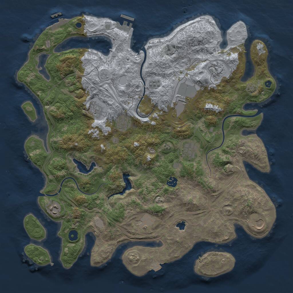 Rust Map: Procedural Map, Size: 4250, Seed: 465937615, 16 Monuments
