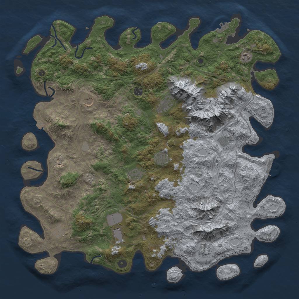 Rust Map: Procedural Map, Size: 5000, Seed: 354176, 19 Monuments