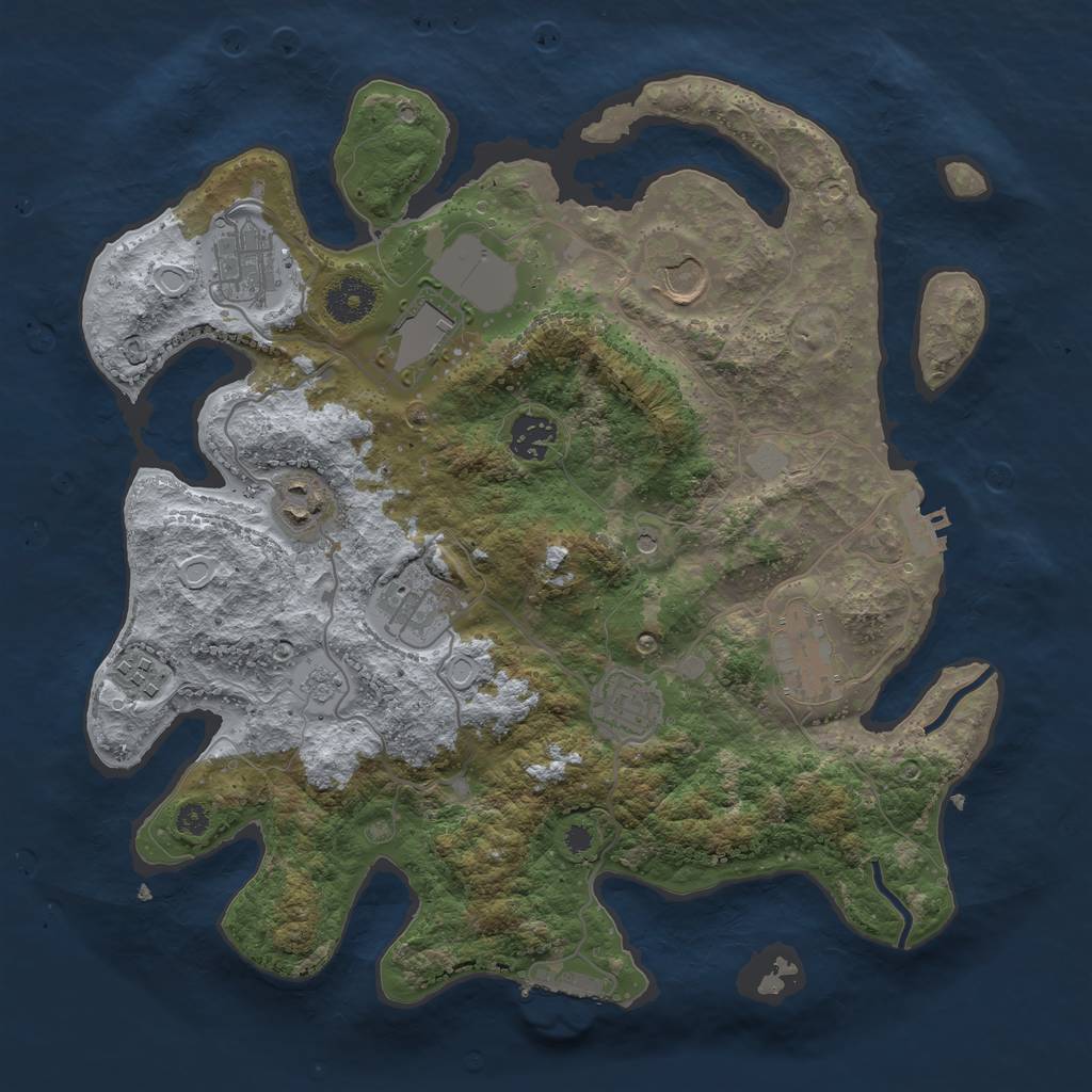 Rust Map: Procedural Map, Size: 3500, Seed: 8745853, 16 Monuments