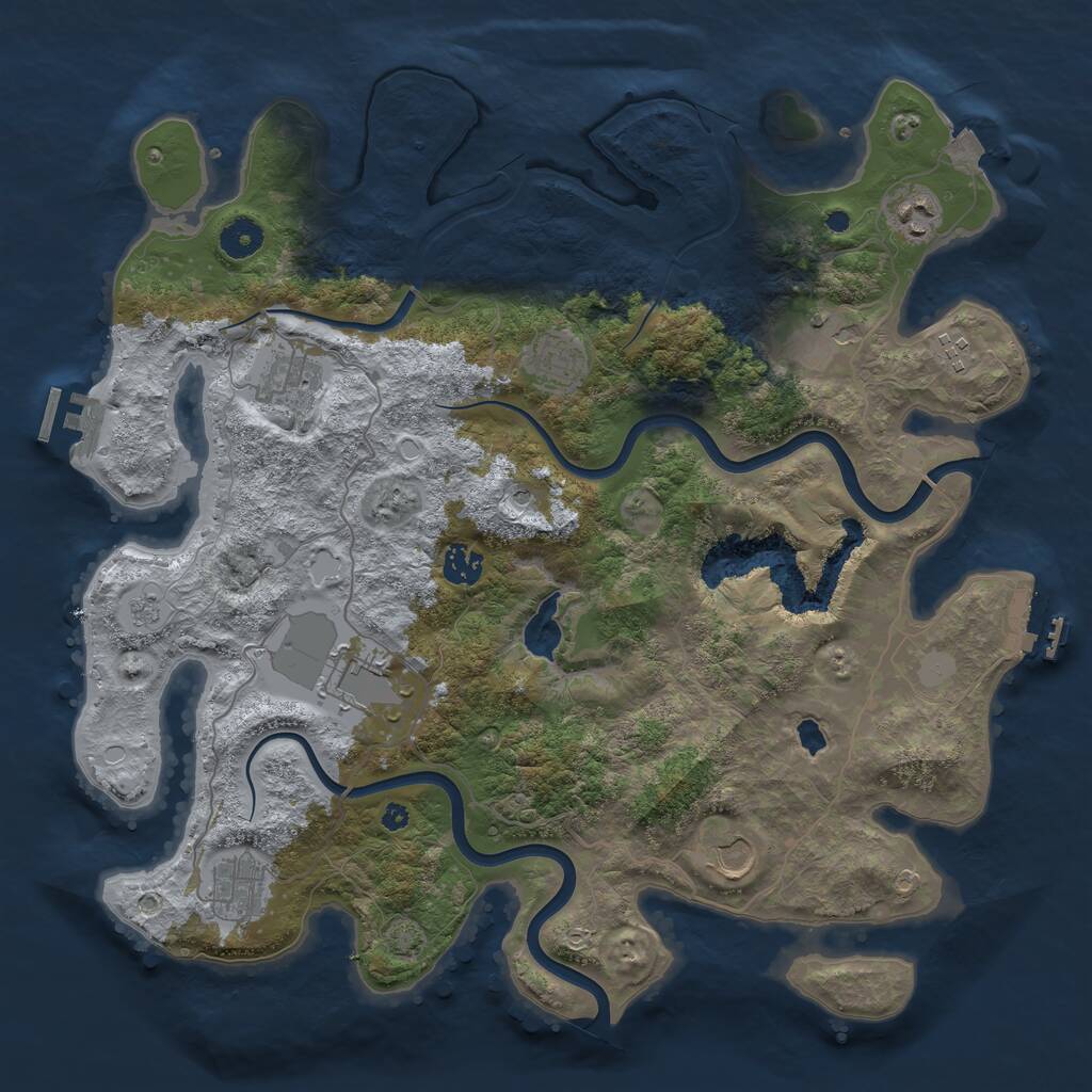 Rust Map: Procedural Map, Size: 4000, Seed: 1923601176, 15 Monuments