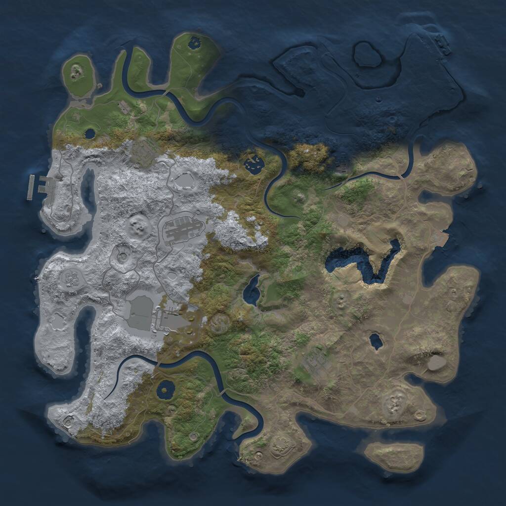 Rust Map: Procedural Map, Size: 4000, Seed: 1923601176, 12 Monuments