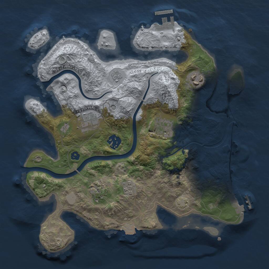 Rust Map: Procedural Map, Size: 3000, Seed: 93733, 12 Monuments