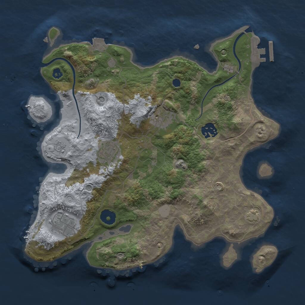 Rust Map: Procedural Map, Size: 3000, Seed: 2454933, 9 Monuments