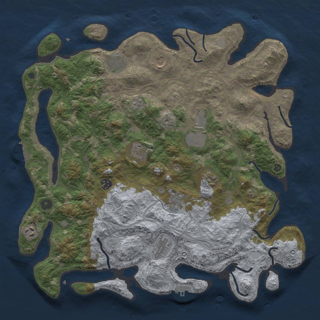 Rust Map: Procedural Map, Size: 4250, Seed: 53211929, 17 Monuments