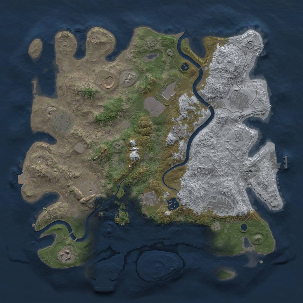 Rust Map: Procedural Map, Size: 3750, Seed: 38094001, 16 Monuments