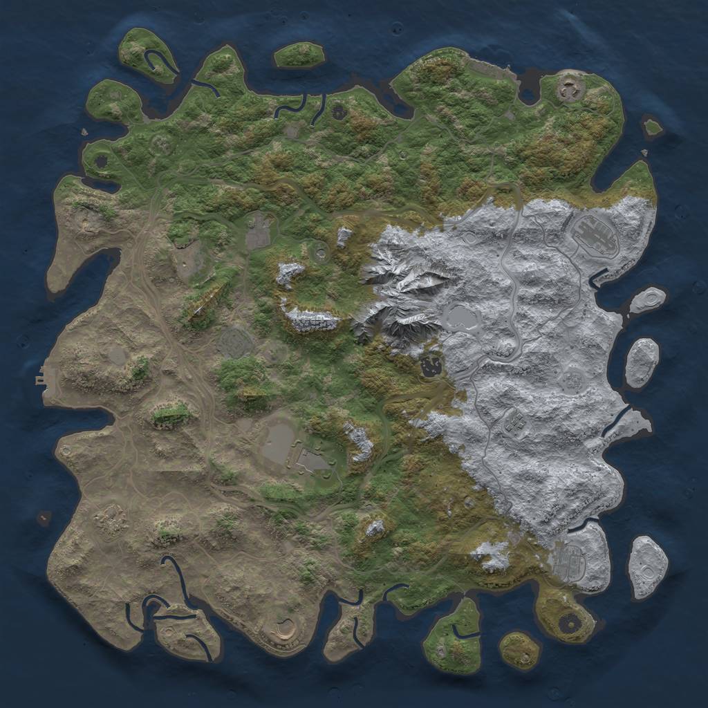 Rust Map: Procedural Map, Size: 5000, Seed: 142, 18 Monuments