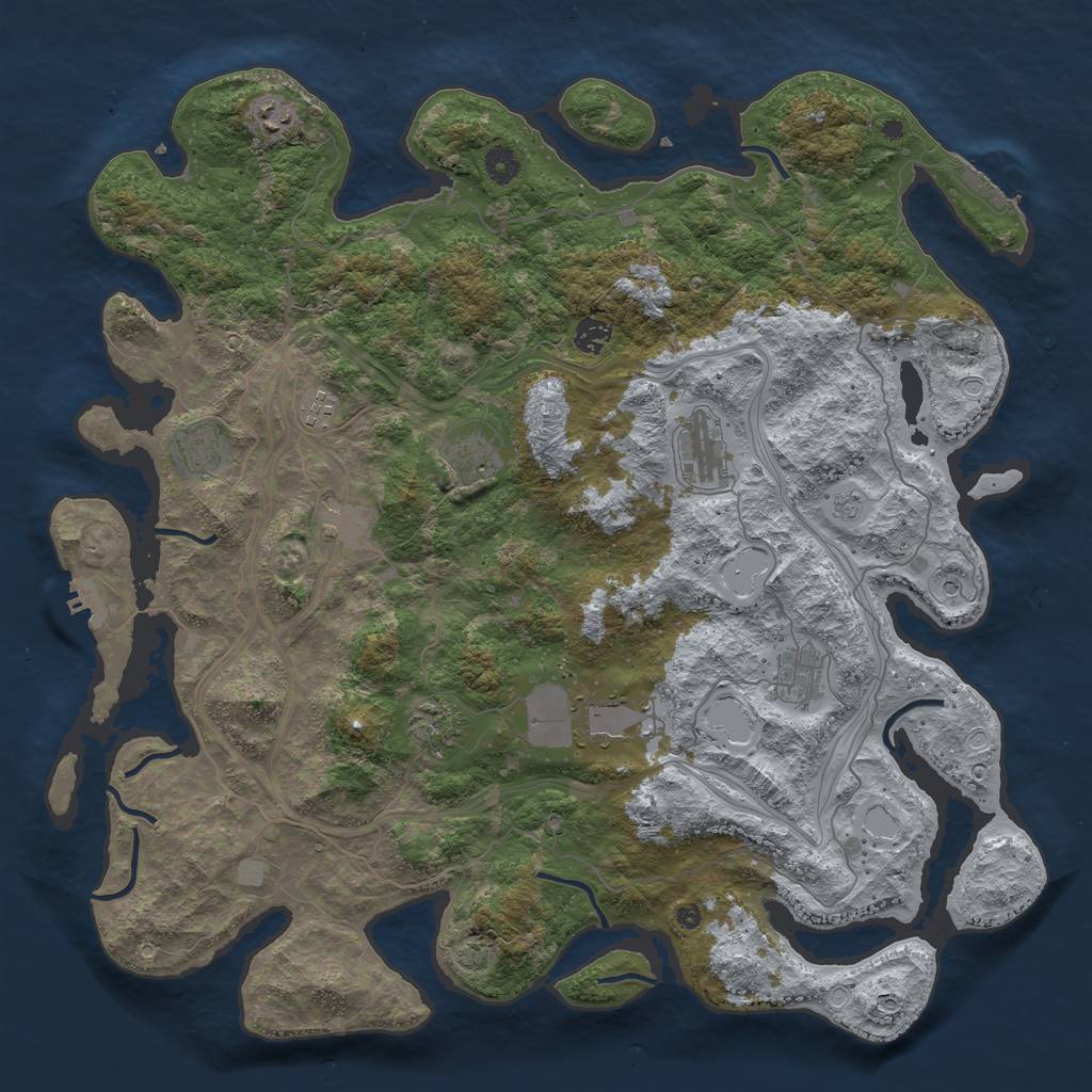 Rust Map: Procedural Map, Size: 4500, Seed: 177963949, 18 Monuments