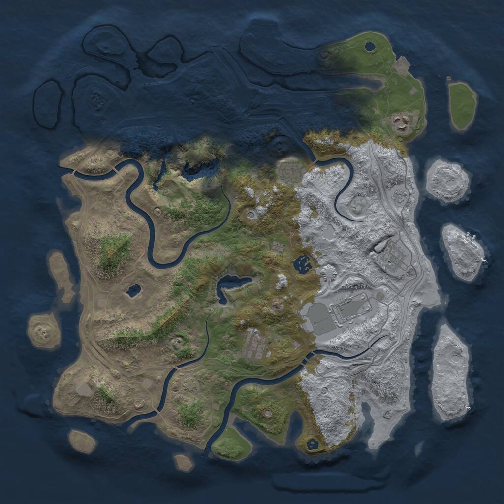 Rust Map: Procedural Map, Size: 4250, Seed: 1989613780, 11 Monuments