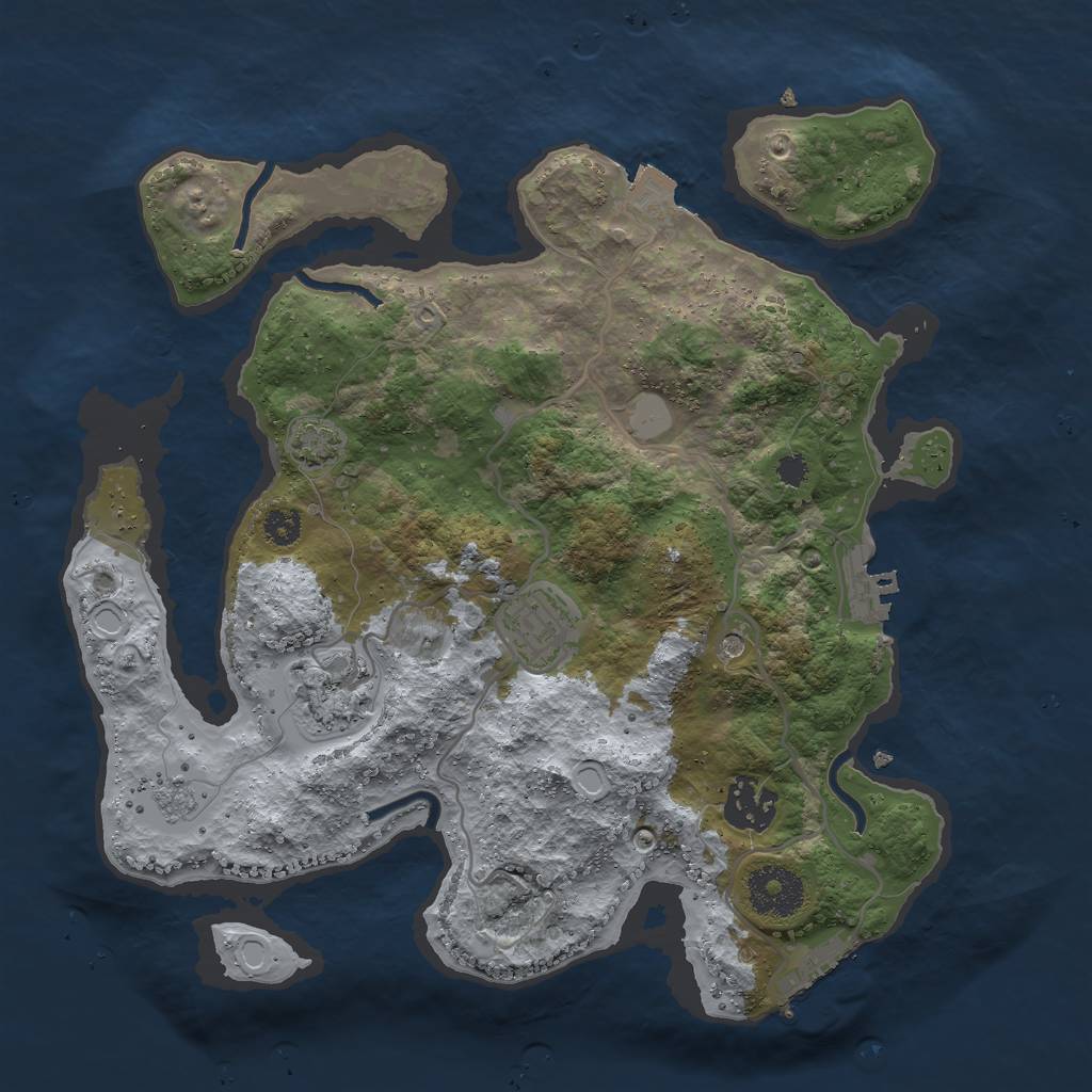 Rust Map: Procedural Map, Size: 3000, Seed: 855264283, 11 Monuments