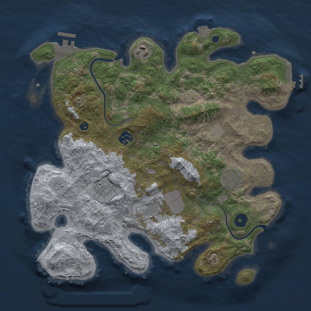 Rust Map: Procedural Map, Size: 3500, Seed: 1189311510, 11 Monuments