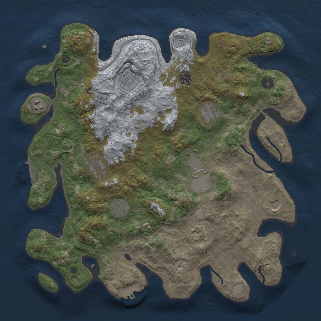 Rust Map: Procedural Map, Size: 4000, Seed: 1130223984, 16 Monuments