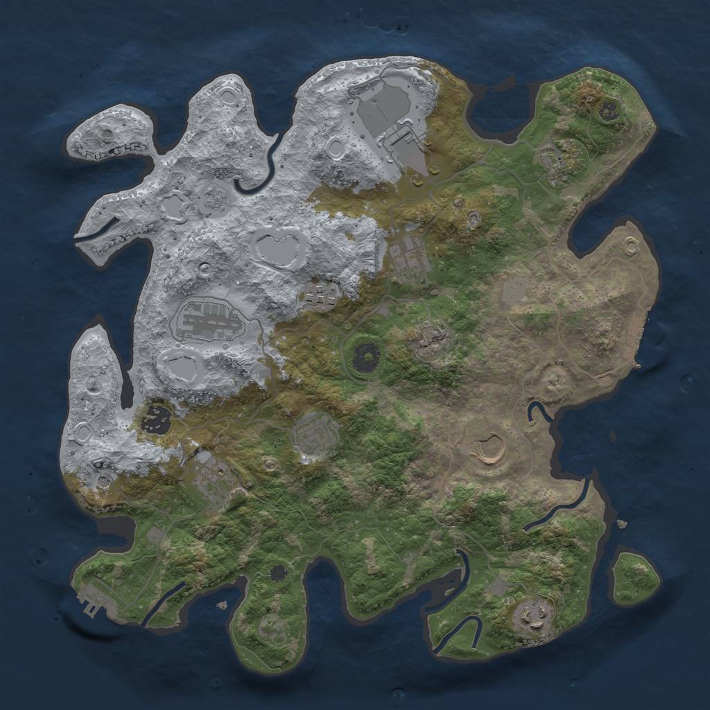 Rust Map: Procedural Map, Size: 3600, Seed: 541333, 17 Monuments