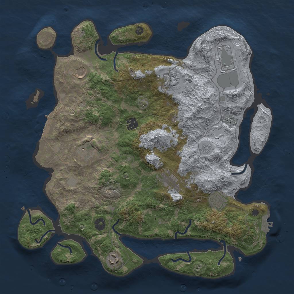 Rust Map: Procedural Map, Size: 3700, Seed: 6161, 16 Monuments