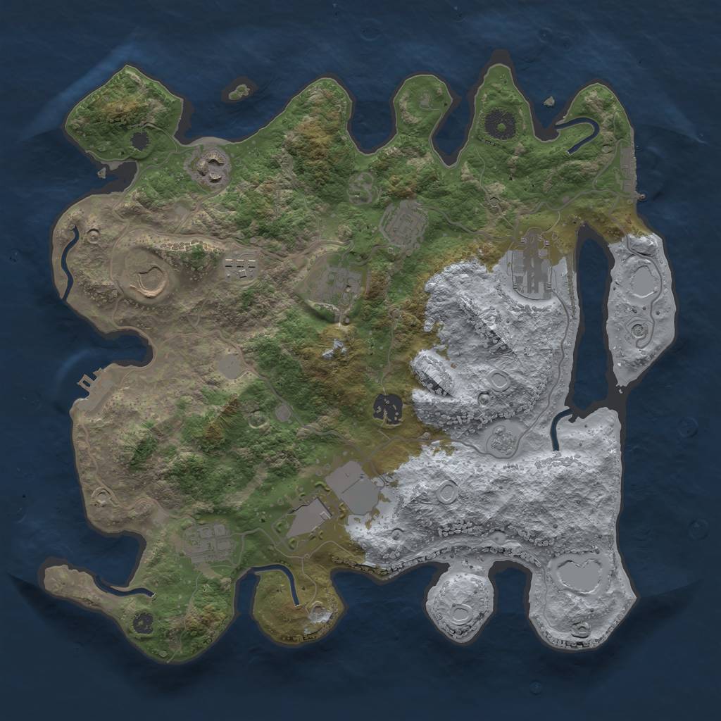 Rust Map: Procedural Map, Size: 3500, Seed: 359308, 16 Monuments