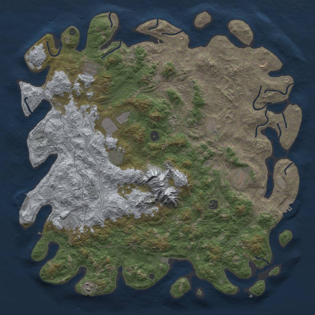 Rust Map: Procedural Map, Size: 5000, Seed: 122344412, 18 Monuments