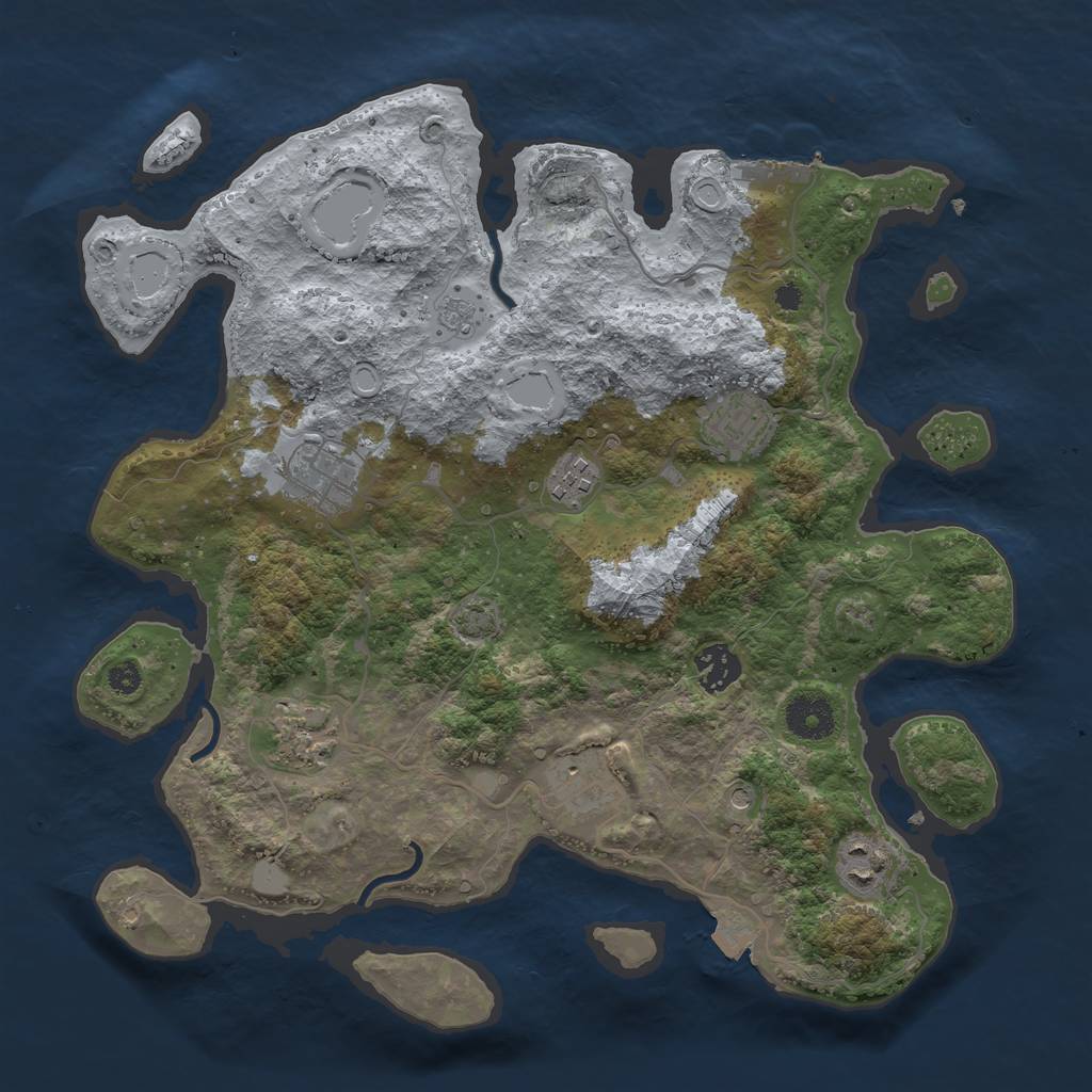 Rust Map: Procedural Map, Size: 3497, Seed: 241225468, 14 Monuments