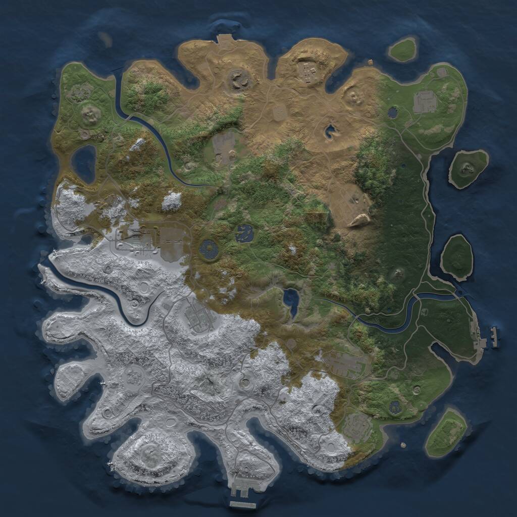 Rust Map: Procedural Map, Size: 4000, Seed: 84910284, 16 Monuments