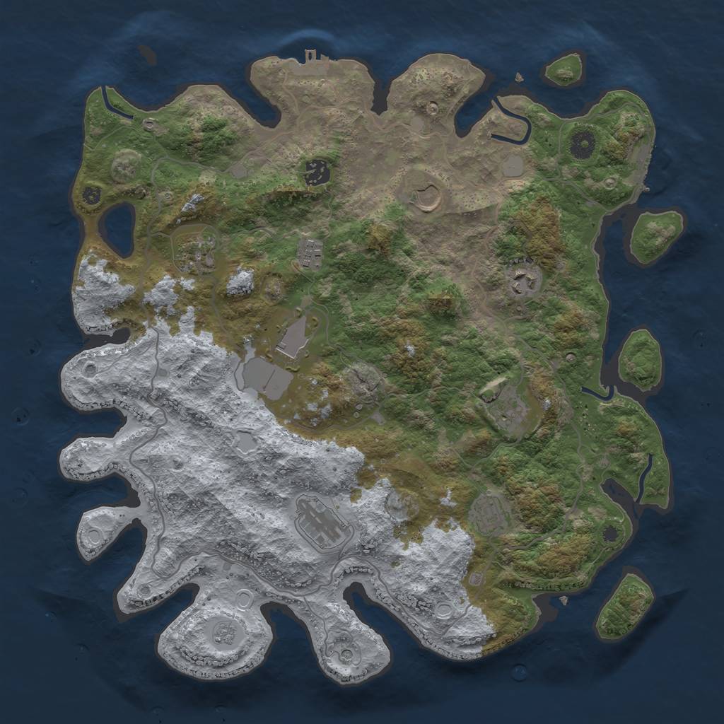 Rust Map: Procedural Map, Size: 4000, Seed: 84910284, 16 Monuments