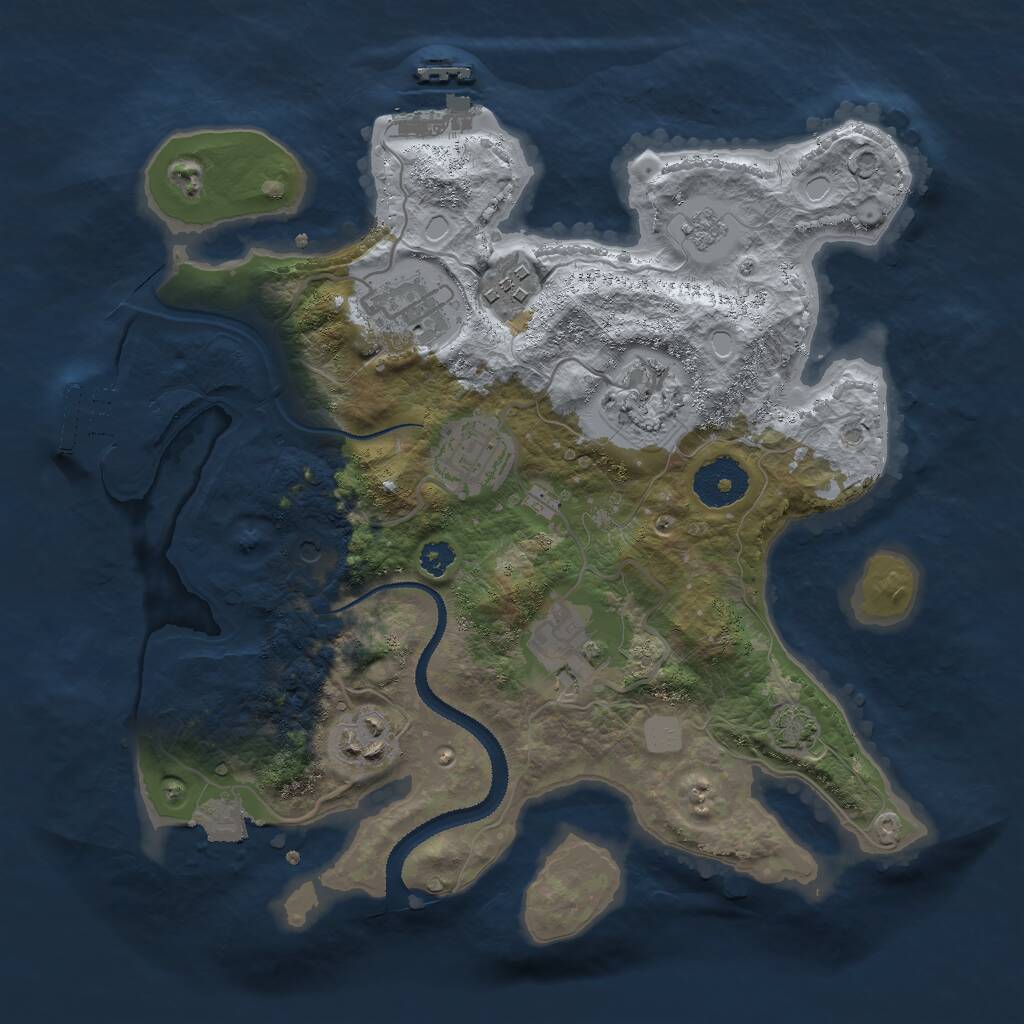 Rust Map: Procedural Map, Size: 3000, Seed: 1054231029, 12 Monuments