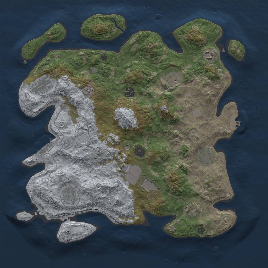 Rust Map: Procedural Map, Size: 3750, Seed: 333043257, 16 Monuments
