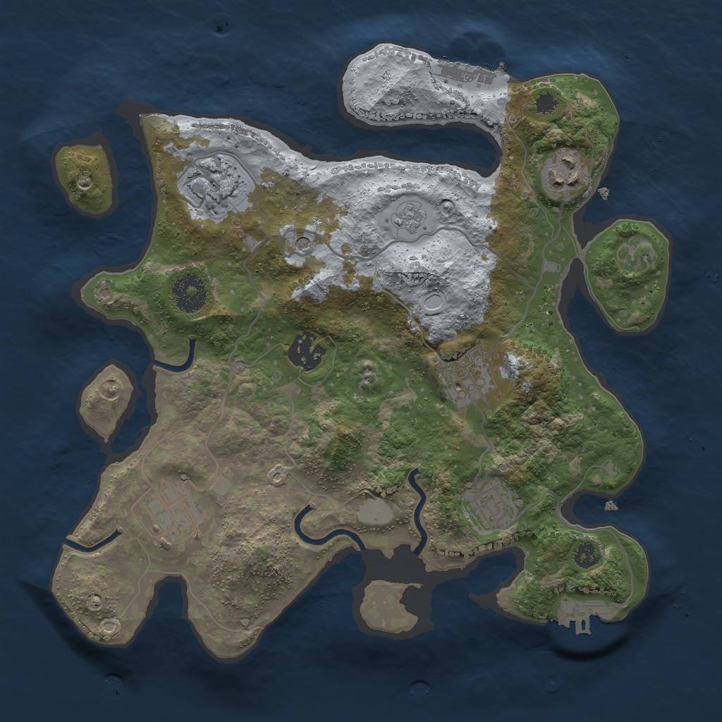 Rust Map: Procedural Map, Size: 3000, Seed: 1623329, 13 Monuments