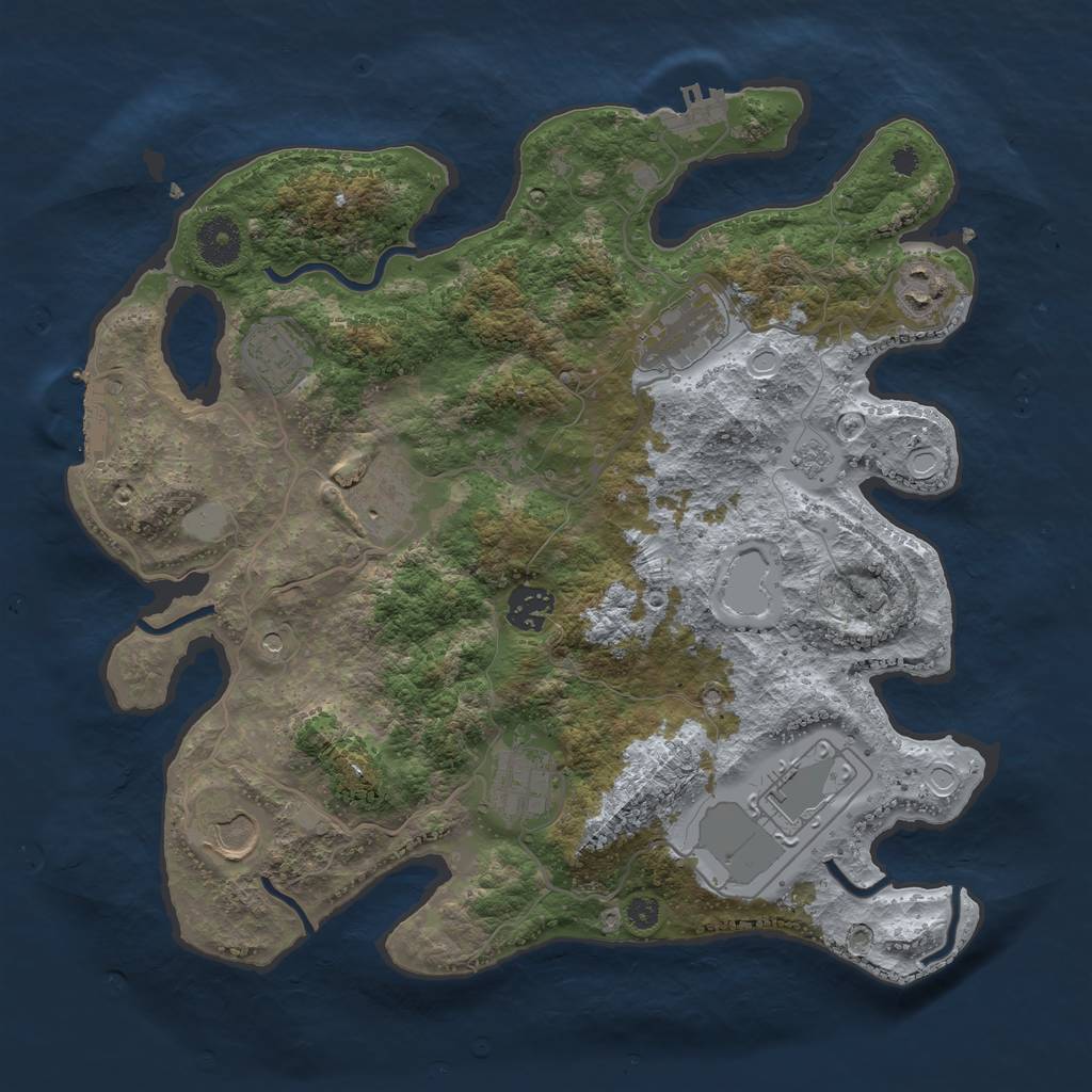 Rust Map: Procedural Map, Size: 3500, Seed: 435156052, 15 Monuments