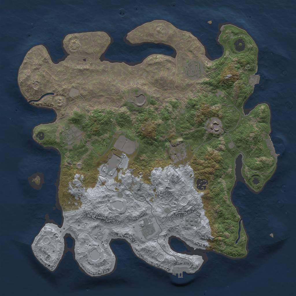 Rust Map: Procedural Map, Size: 3751, Seed: 96677, 16 Monuments