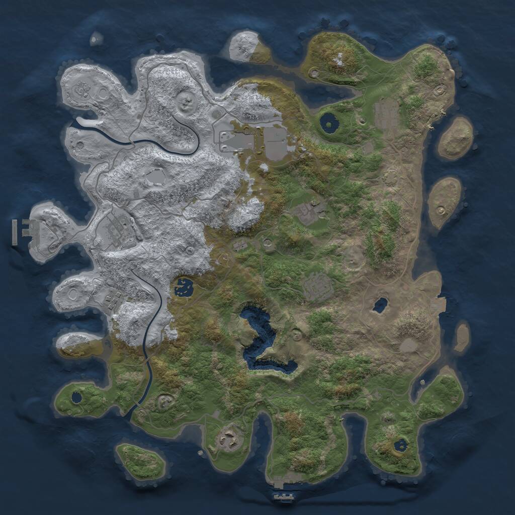 Rust Map: Procedural Map, Size: 4000, Seed: 42589, 14 Monuments