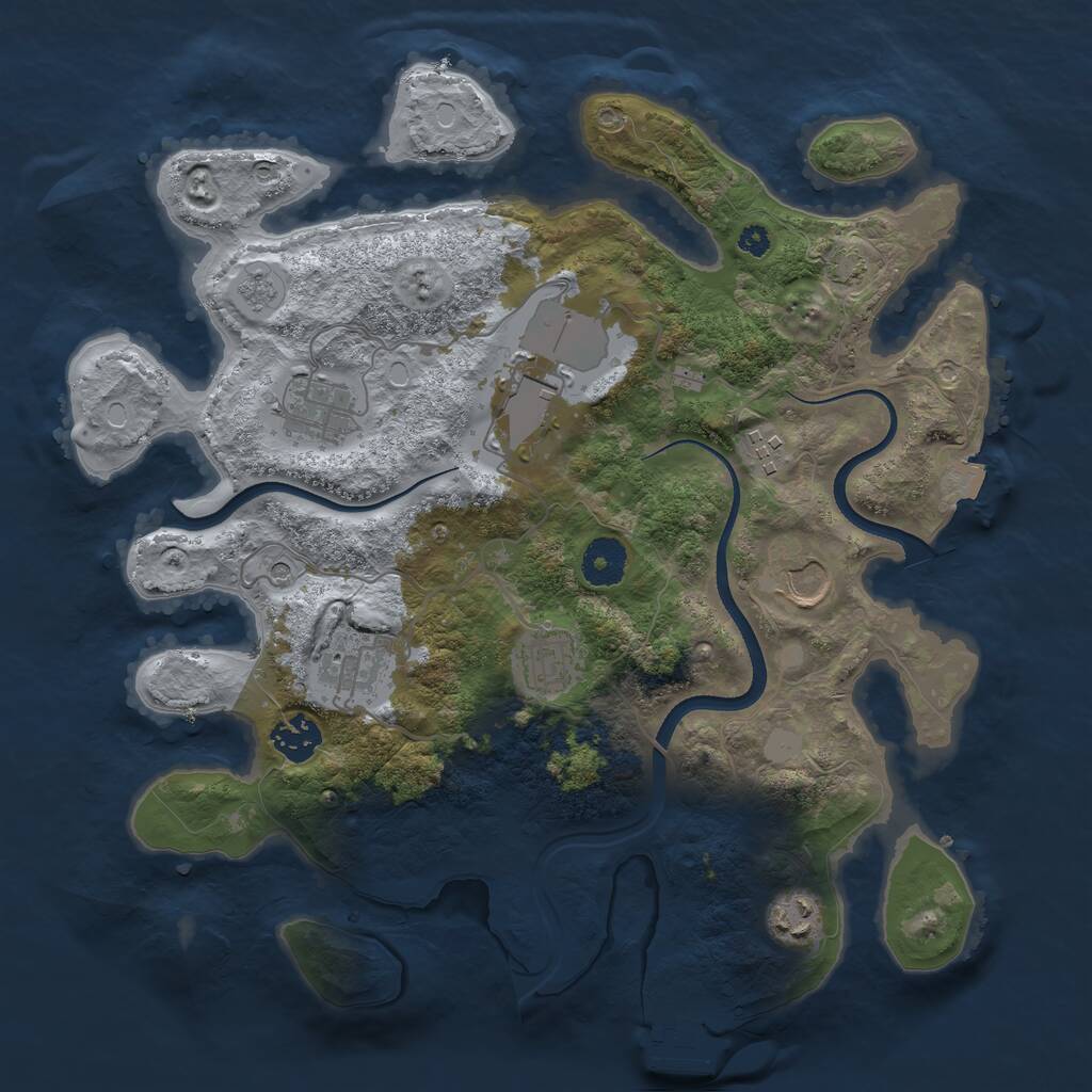 Rust Map: Procedural Map, Size: 3500, Seed: 42589, 13 Monuments