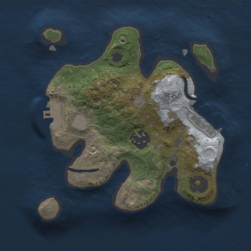 Rust Map: Procedural Map, Size: 2000, Seed: 9302387, 6 Monuments
