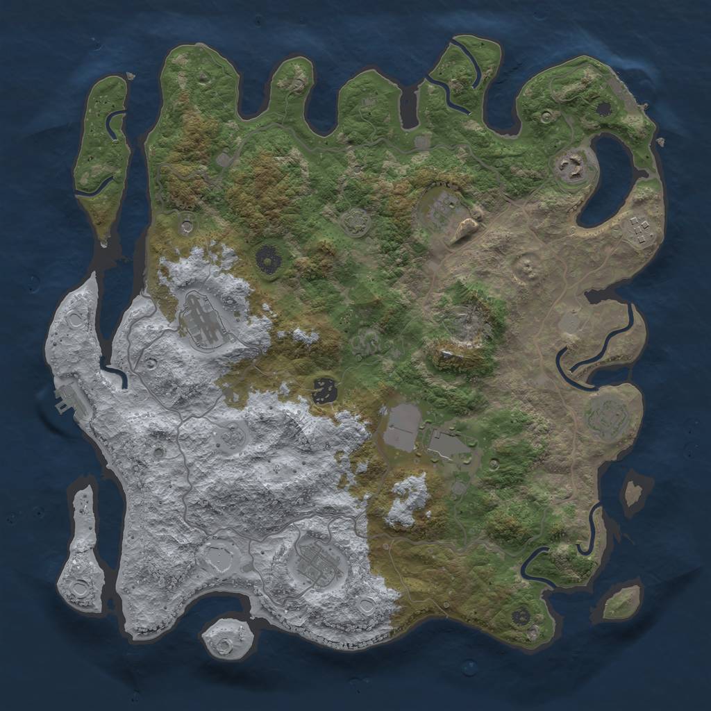 Rust Map: Procedural Map, Size: 4000, Seed: 24910284, 16 Monuments