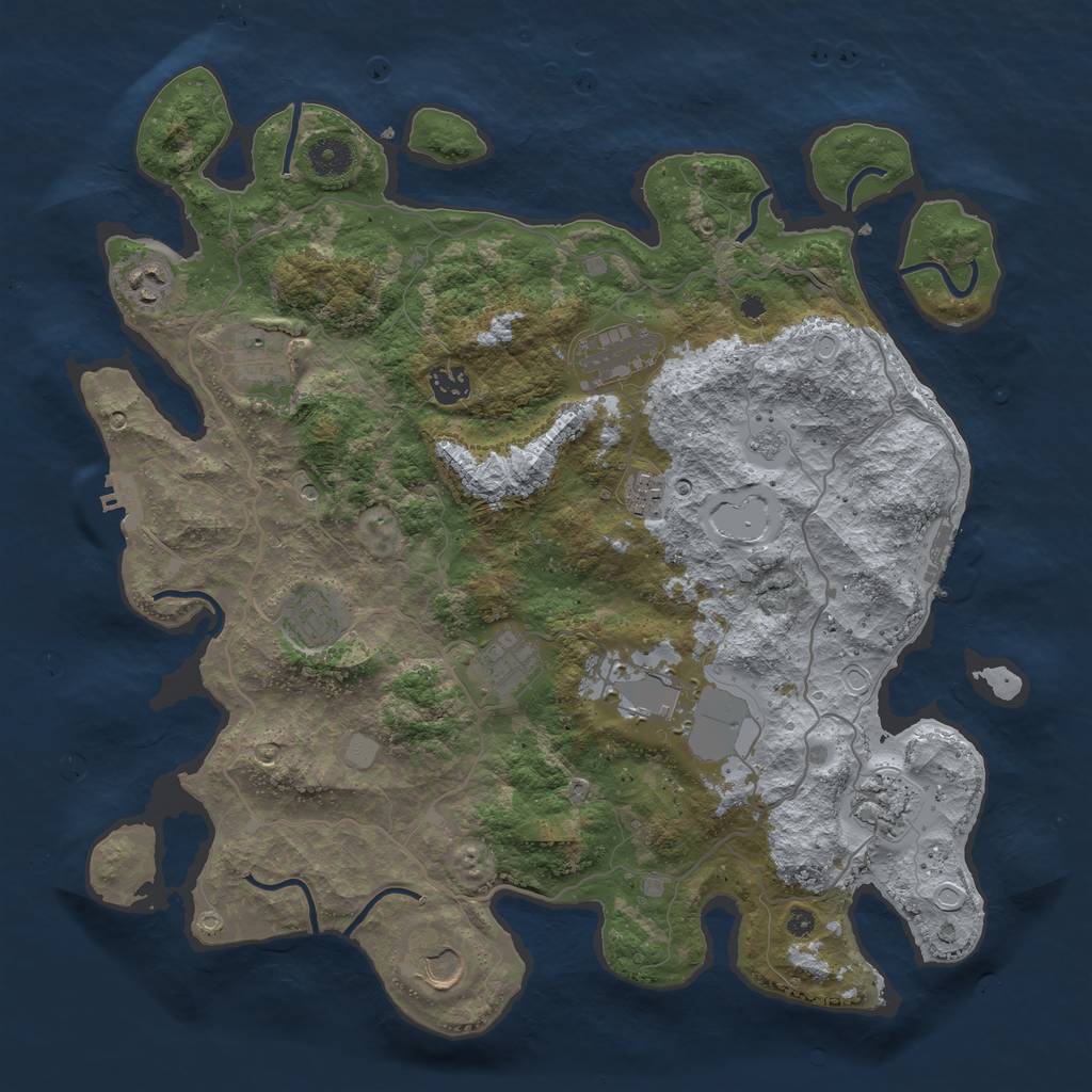 Rust Map: Procedural Map, Size: 4000, Seed: 4000000, 17 Monuments