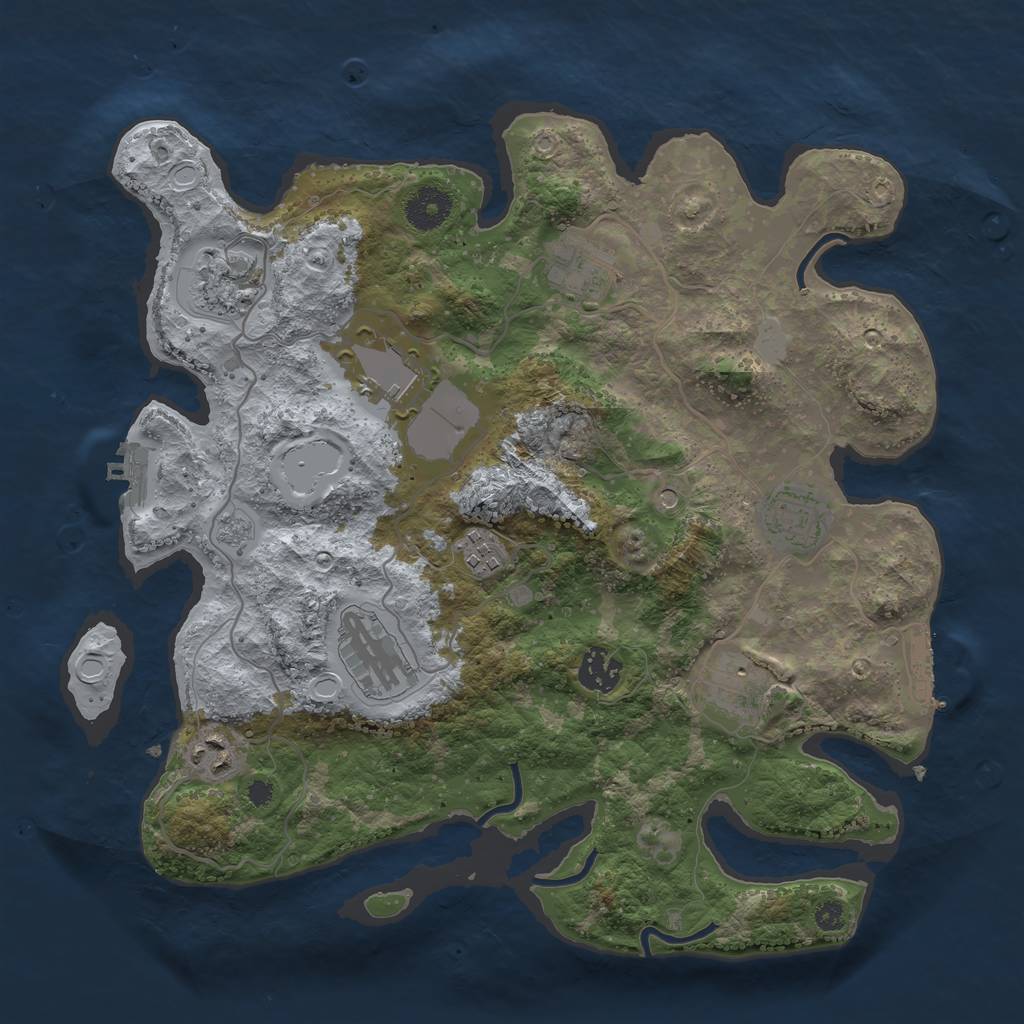 Rust Map: Procedural Map, Size: 3500, Seed: 1877867982, 16 Monuments