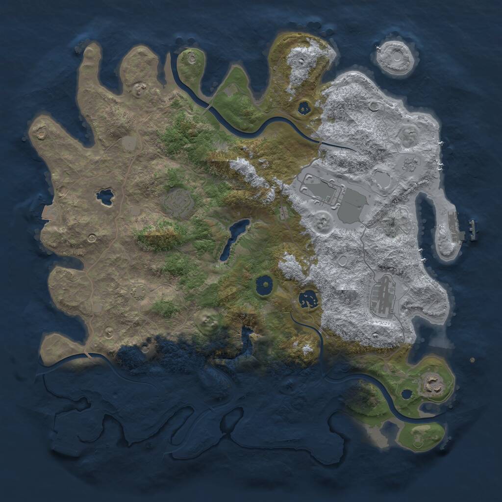 Rust Map: Procedural Map, Size: 4000, Seed: 1970327044, 11 Monuments