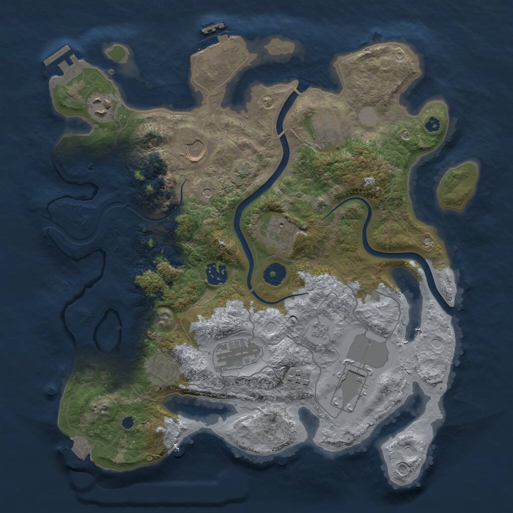 Rust Map: Procedural Map, Size: 3500, Seed: 15563215, 15 Monuments