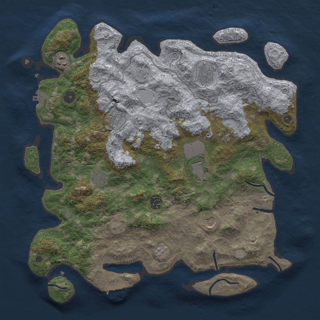 Rust Map: Procedural Map, Size: 4000, Seed: 122344511, 16 Monuments