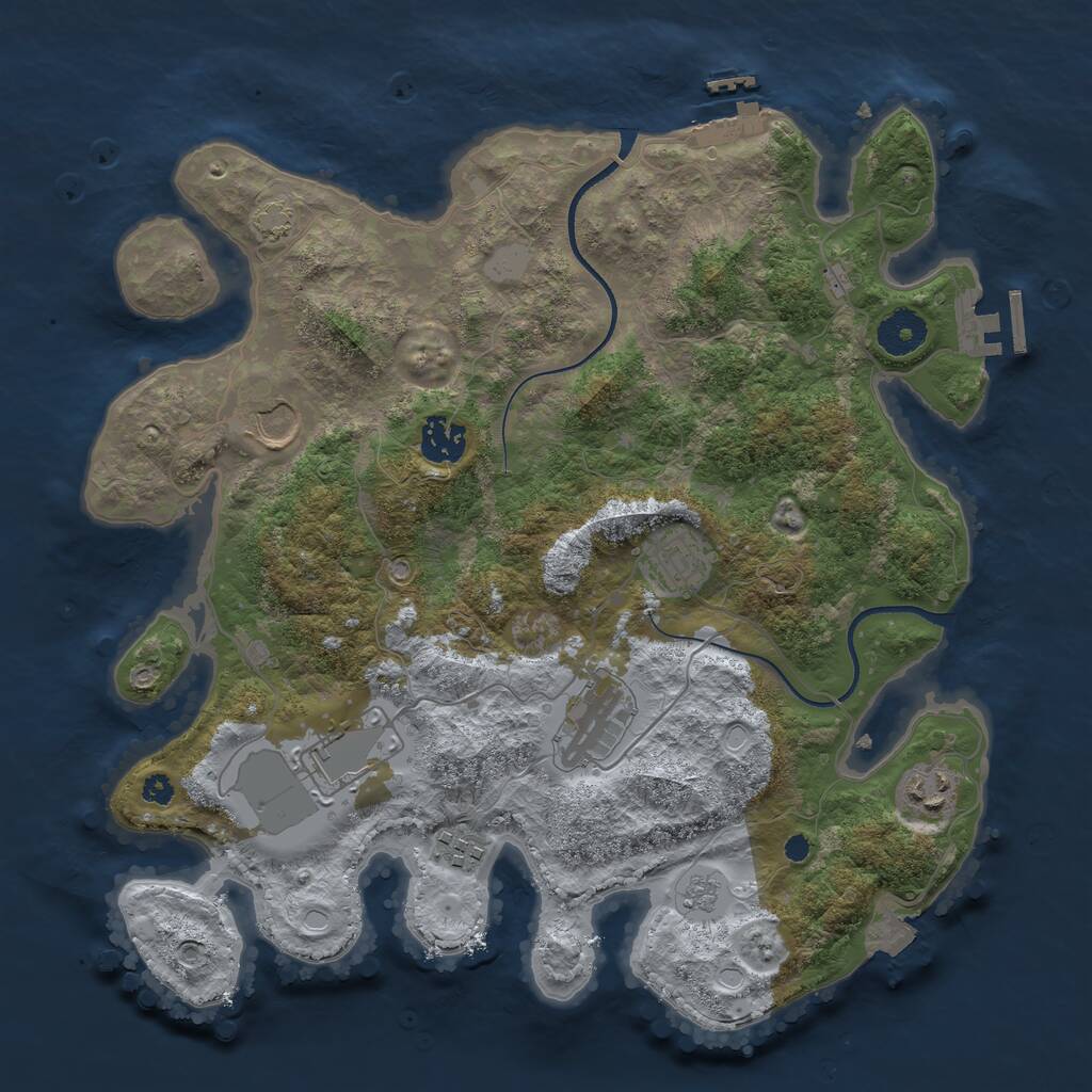 Rust Map: Procedural Map, Size: 3500, Seed: 52525, 12 Monuments