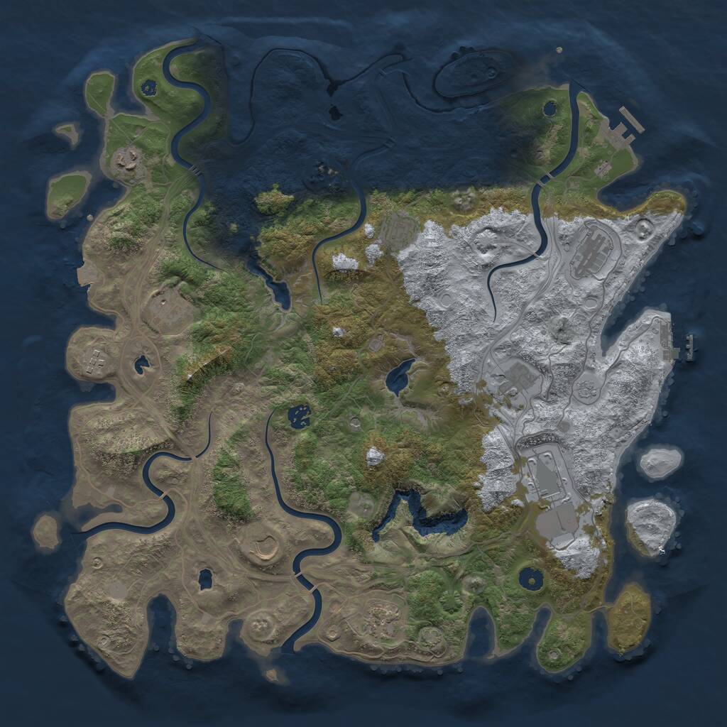 Rust Map: Procedural Map, Size: 4500, Seed: 4058956, 16 Monuments