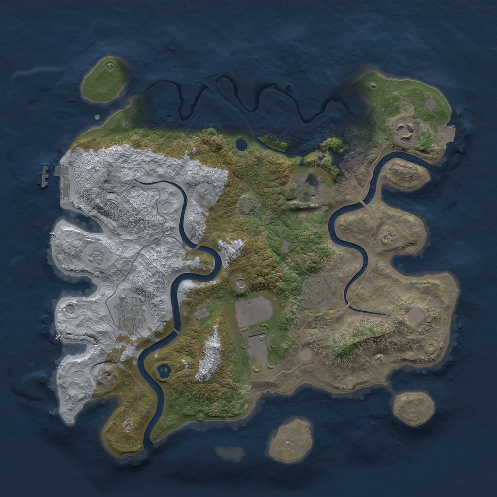 Rust Map: Procedural Map, Size: 3500, Seed: 633, 11 Monuments