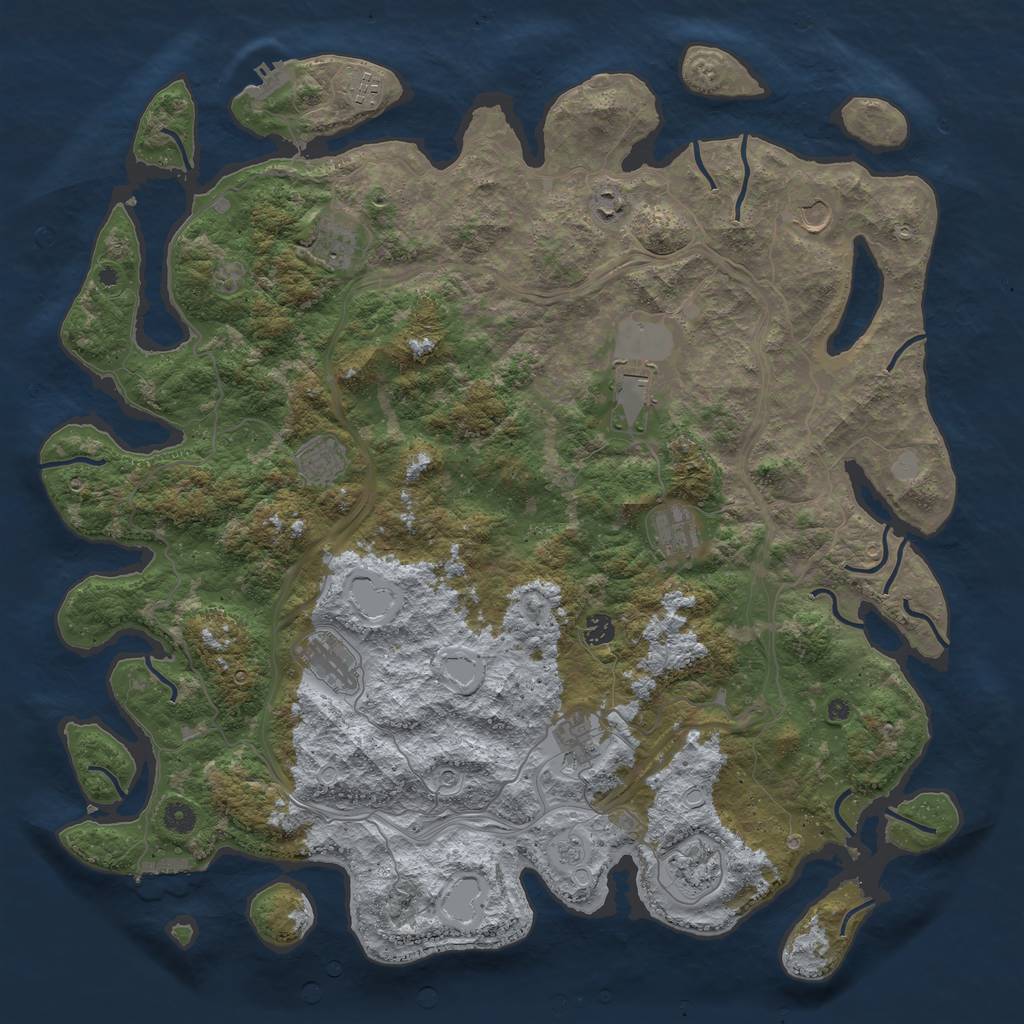 Rust Map: Procedural Map, Size: 4800, Seed: 6329654, 18 Monuments