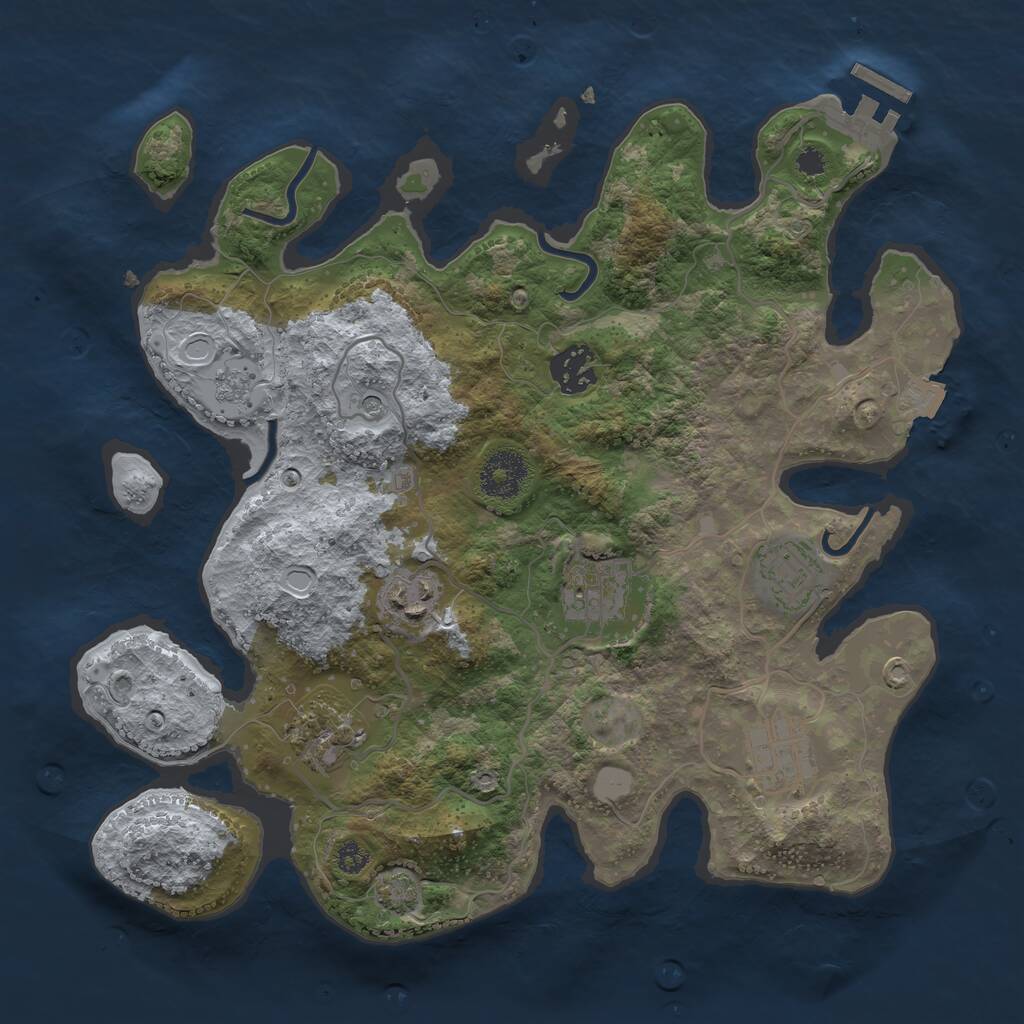 Rust Map: Procedural Map, Size: 3205, Seed: 12345, 11 Monuments